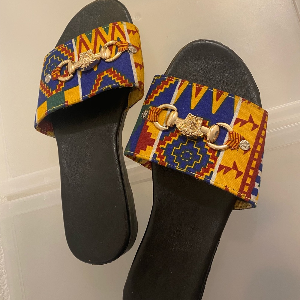 African Fabric Print Sandals/Flip-Flops/Slippers